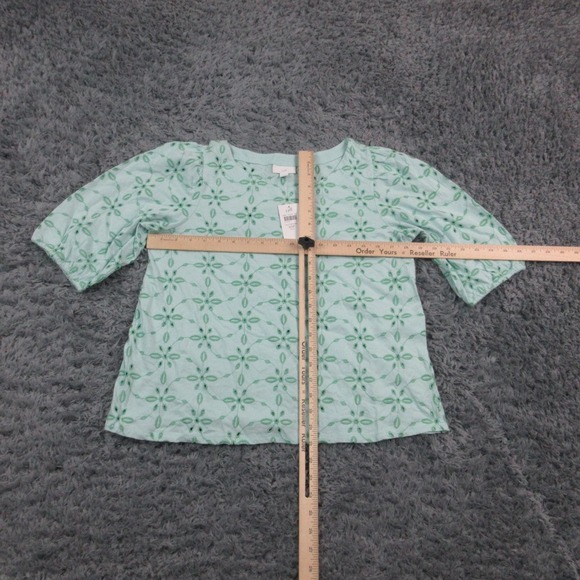 J.Jill Shirt Womens XS Petite Green Embroidered Floral Eyelet Cotton Top NWT - Picture 3 of 15